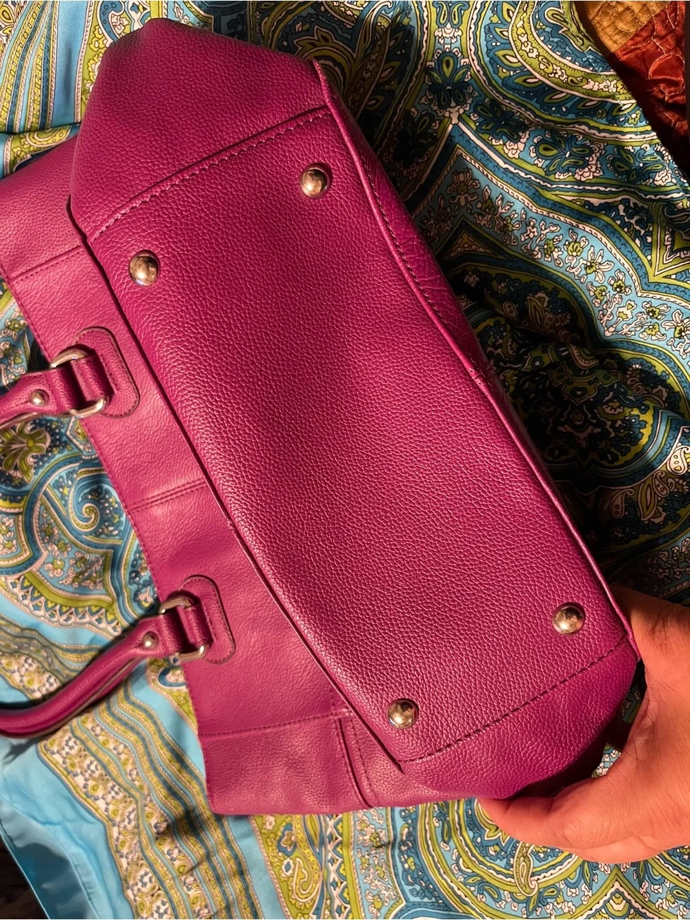 Fuchsia pebbled leather tote